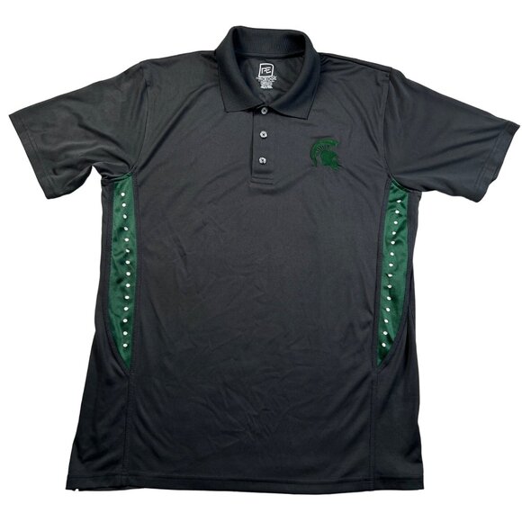 Pro Edge Shirt Men's S/S MICHIGAN STATE SPARTANS Polo Gray Green White Lg - Picture 1 of 10